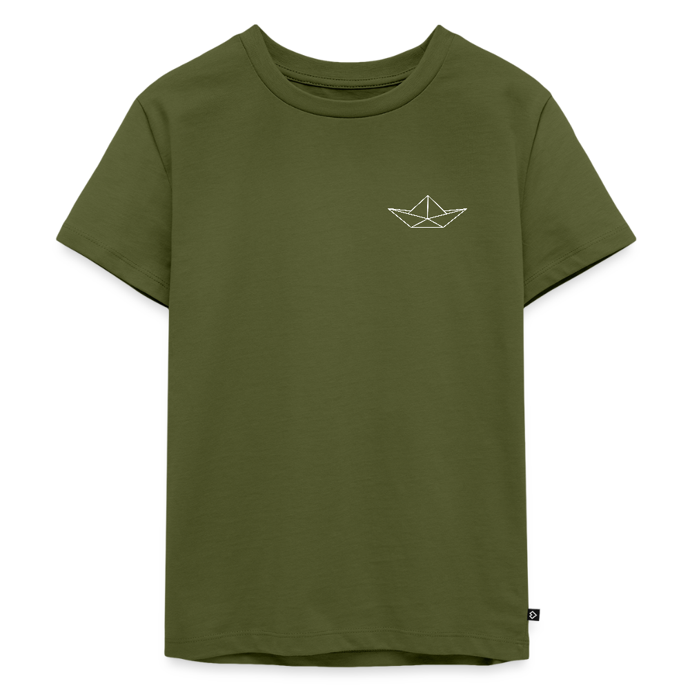 Kinder Premium T-Shirt - Origami Boot (weiss) - Khaki