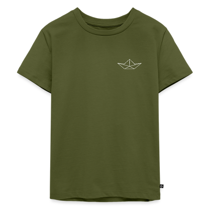 Kinder Premium T-Shirt - Origami Boot (weiss) - Khaki