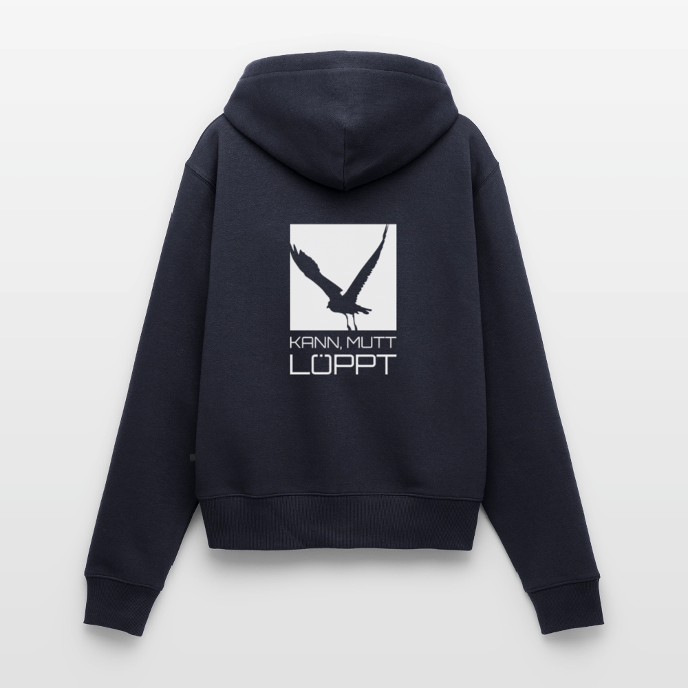 Damen Premium Kapuzenjacke - kann, mutt, löppt - Navy