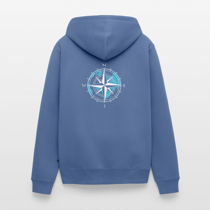 Herren Premium Kapuzenjacke - Kompass (weiss) - Taubenblau