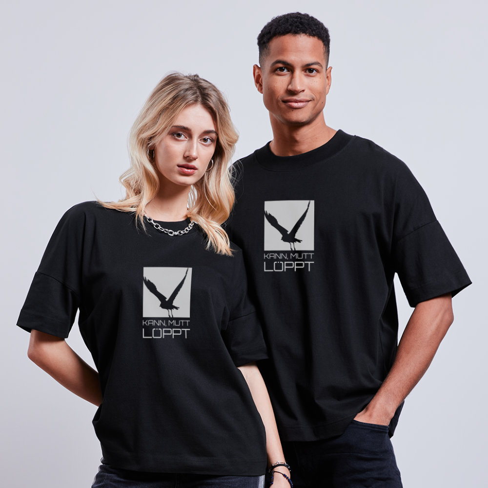 Unisex Oversize Bio-T-Shirt - kann, mutt, löppt (weiss) - Schwarz