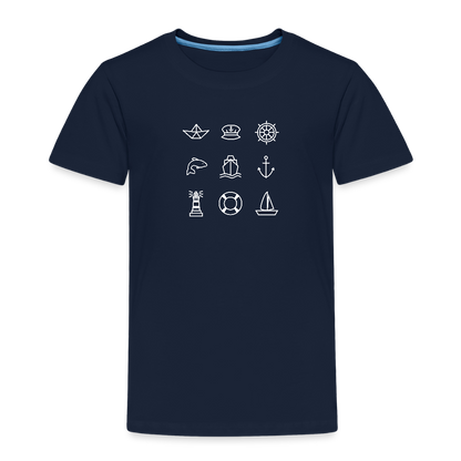 Kinder Premium T-Shirt - Nautik Doodles (weiss) - Navy