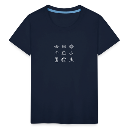Kinder Premium T-Shirt - Nautik Doodles (weiss) - Navy