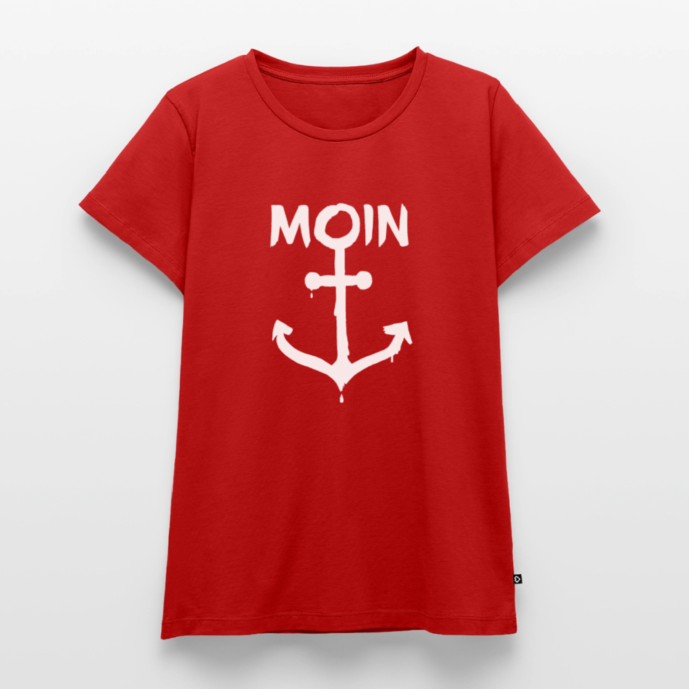 Damen Premium Bio T-Shirt - Moin Anker (weiss) - Rot