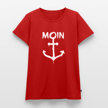 Damen Premium Bio T-Shirt - Moin Anker (weiss) - Rot