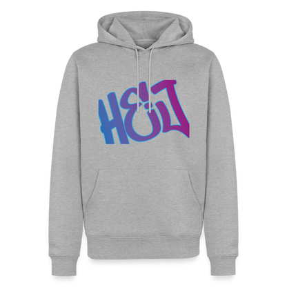 Herren Premium Hoodie - Hej - Grau meliert