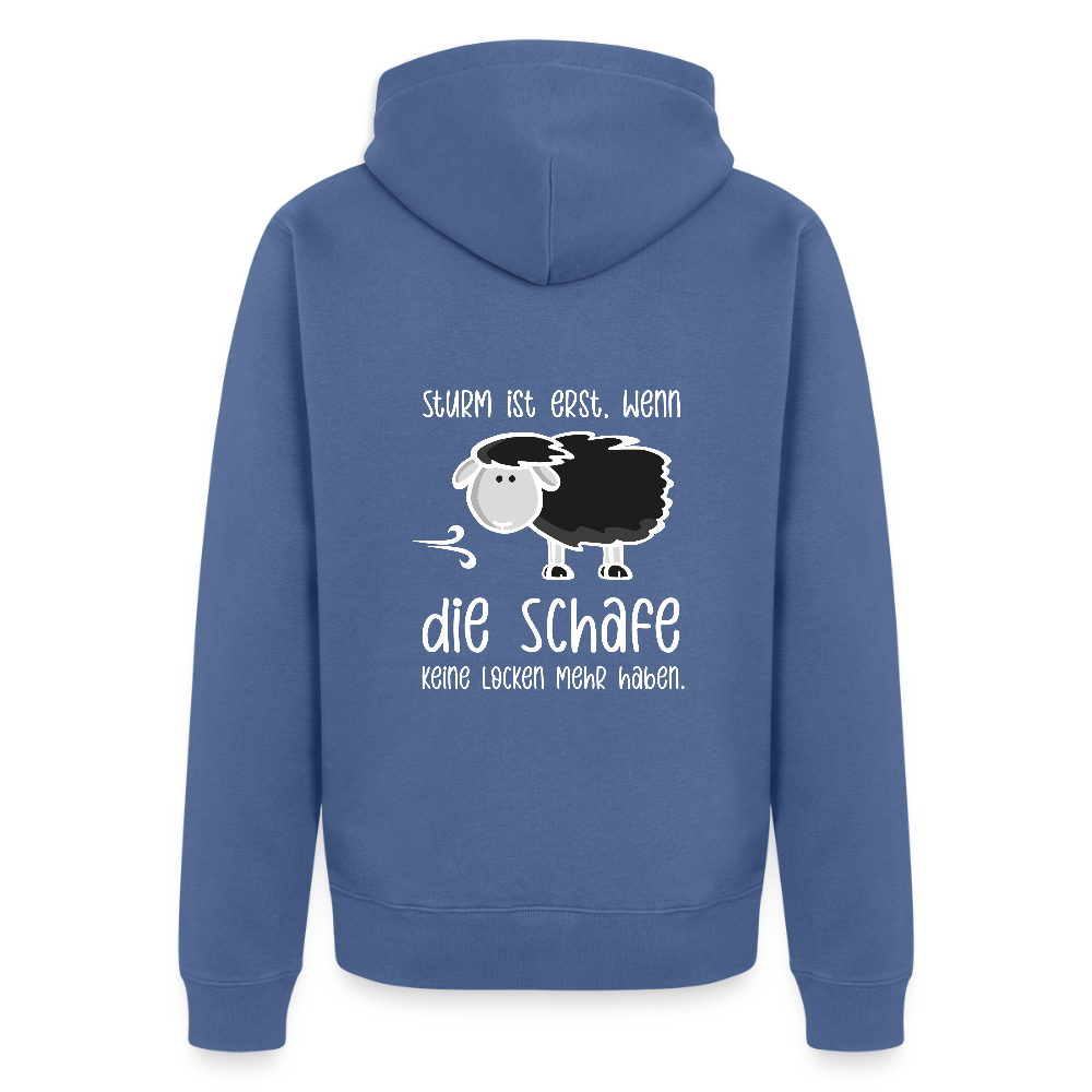 Herren Premium Kapuzenjacke - Schaf (weiss) - Taubenblau
