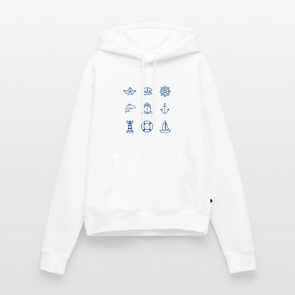 Damen Premium Hoodie - Nautik Doodles - Weiß