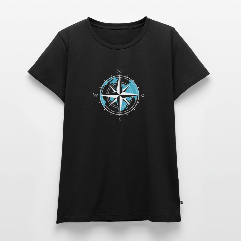 Damen Premium Bio T-Shirt - Kompass (weiss) - Schwarz