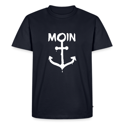 Herren Premium Bio T-Shirt - Moin Anker (weiss) - Navy