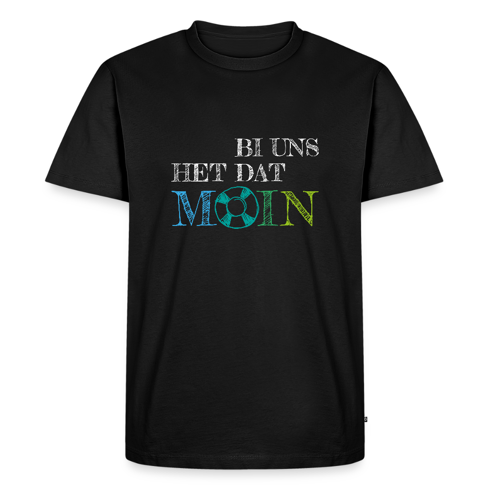 Herren Premium Bio T-Shirt - Bi uns het dat Moin (weiss) - Schwarz