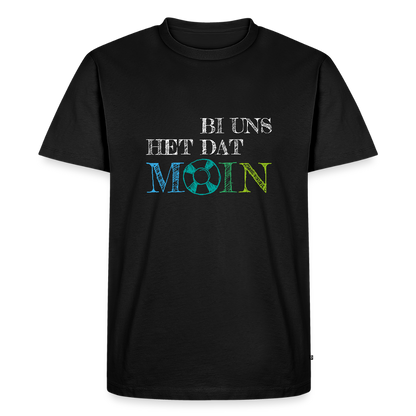 Herren Premium Bio T-Shirt - Bi uns het dat Moin (weiss) - Schwarz