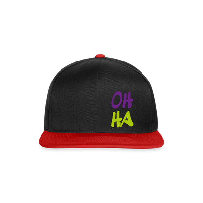 Snapback Cap - Oh ha - Schwarz/Rot