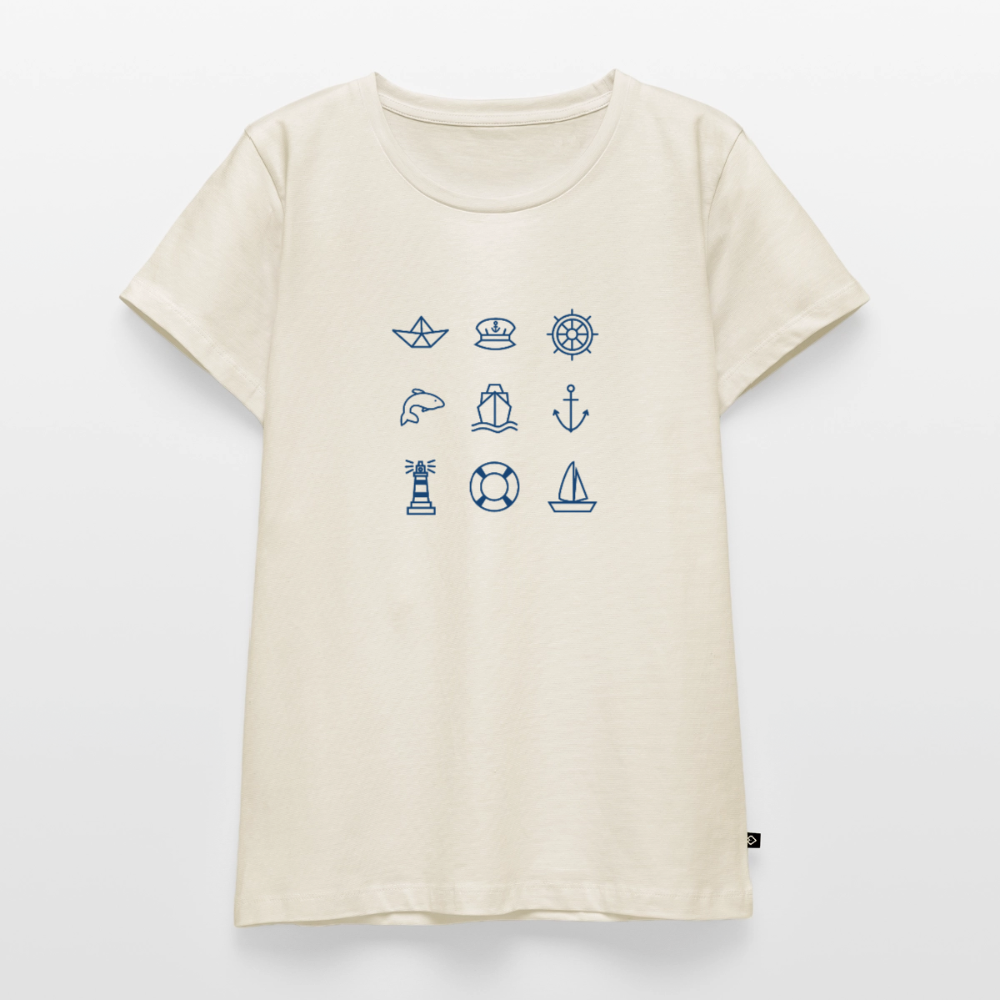 Damen Premium Bio T-Shirt - Nautik Doodles - Naturweiß