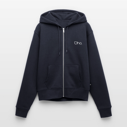 Oha (weiß) - Damen Premium Kapuzenjacke - Navy