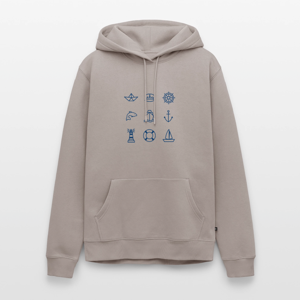 Herren Premium Hoodie - Nautik Doodles - Taupe