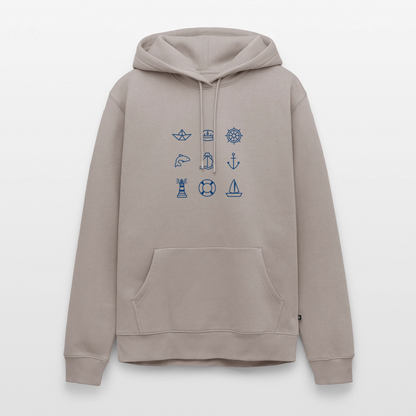 Herren Premium Hoodie - Nautik Doodles - Taupe