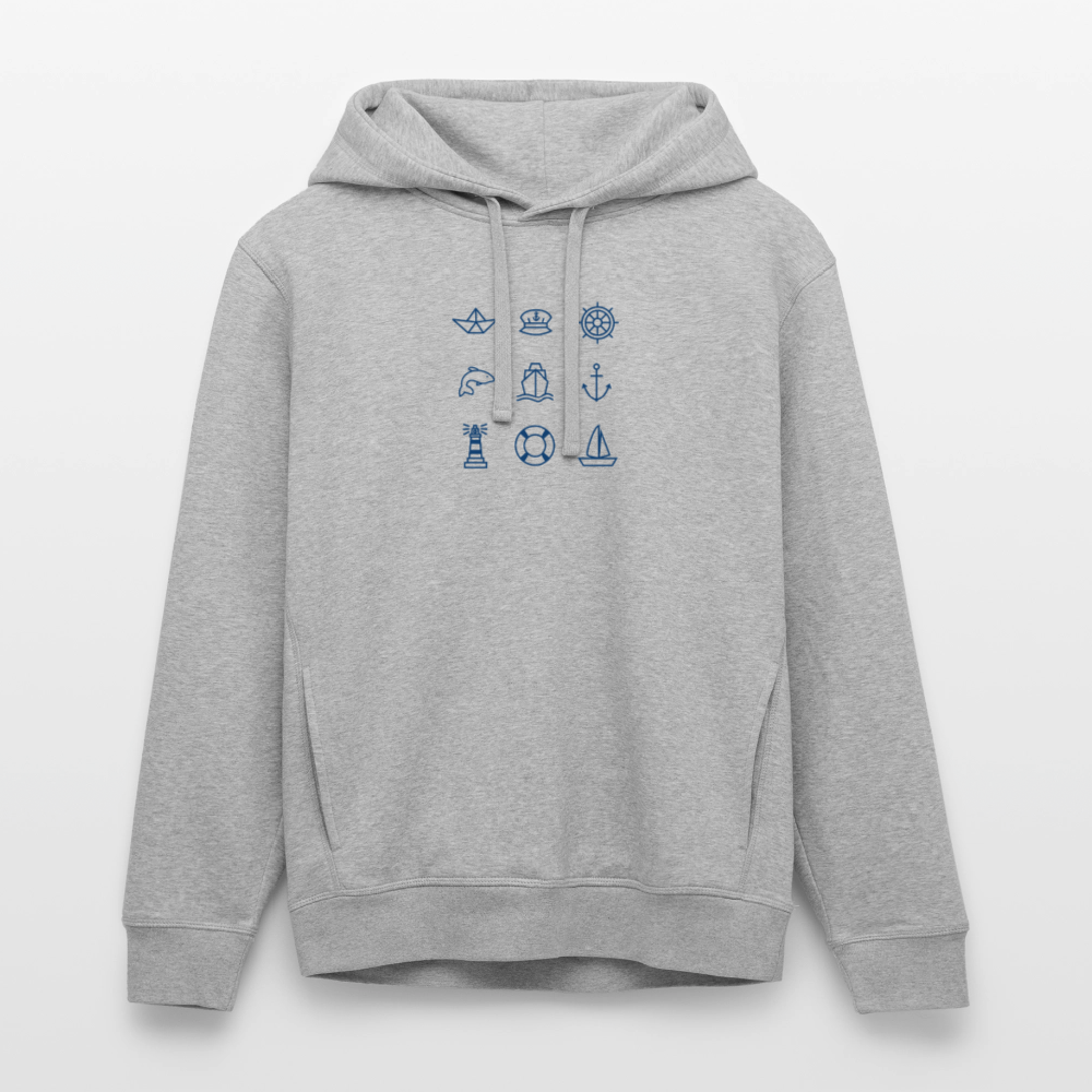 Unisex Bio-Hoodie - Nautik Doodles - Grau meliert