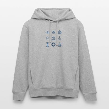 Unisex Bio-Hoodie - Nautik Doodles - Grau meliert