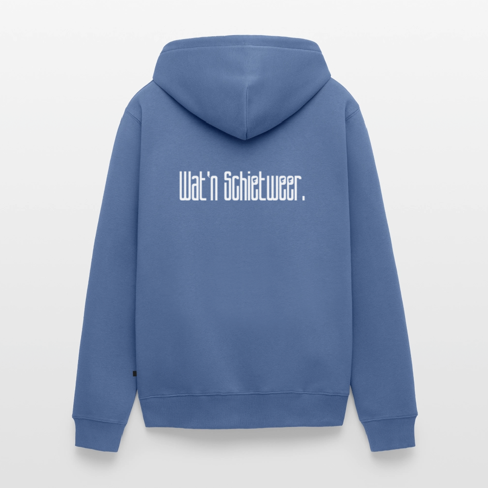 Herren Premium Kapuzenjacke - wat'n Schietweer (weiss) - Taubenblau