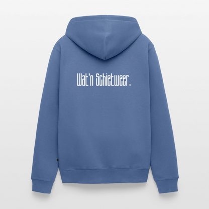 Herren Premium Kapuzenjacke - wat'n Schietweer (weiss) - Taubenblau