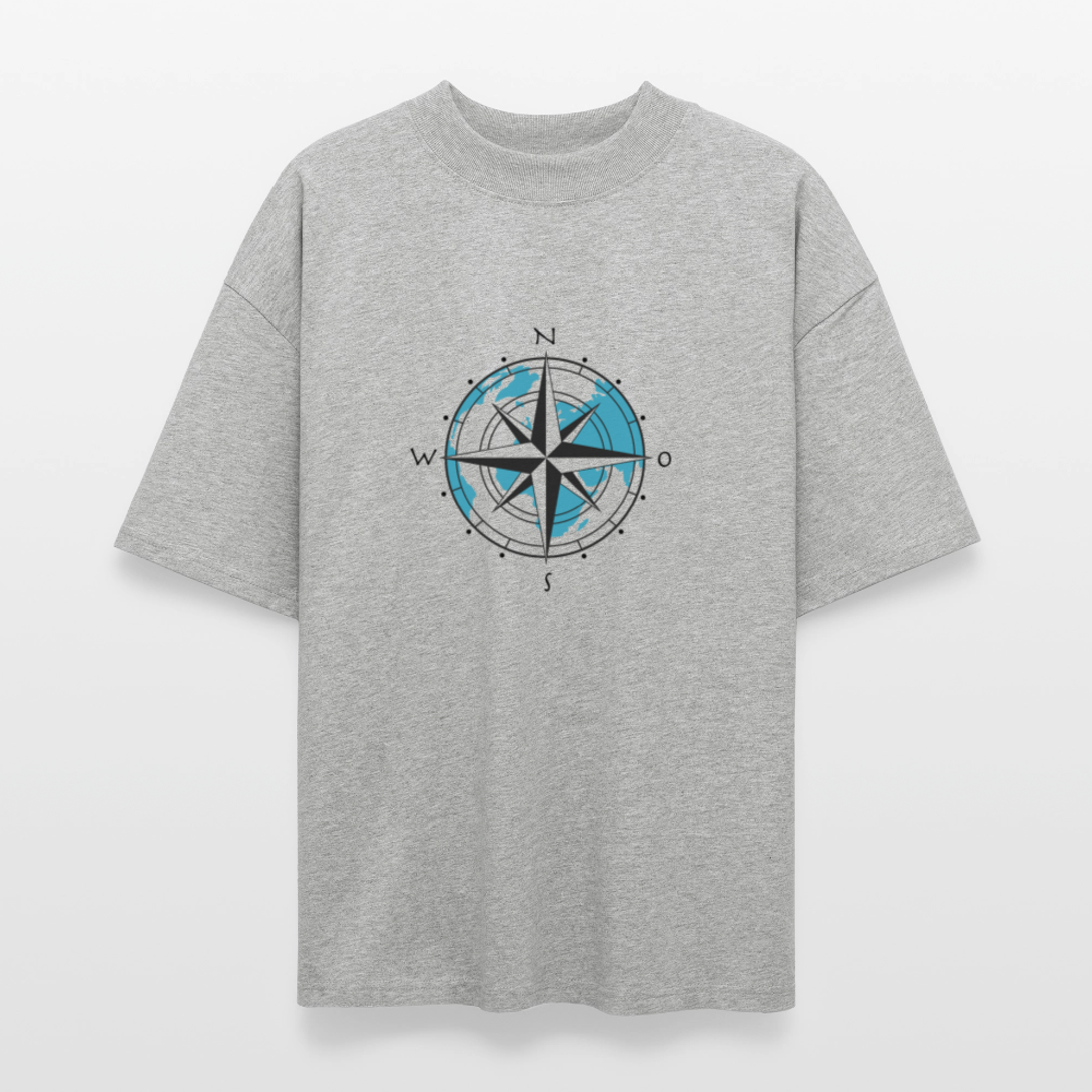 Unisex Oversize Bio-T-Shirt - Kompass - Grau meliert