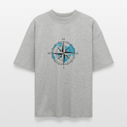 Unisex Oversize Bio-T-Shirt - Kompass - Grau meliert