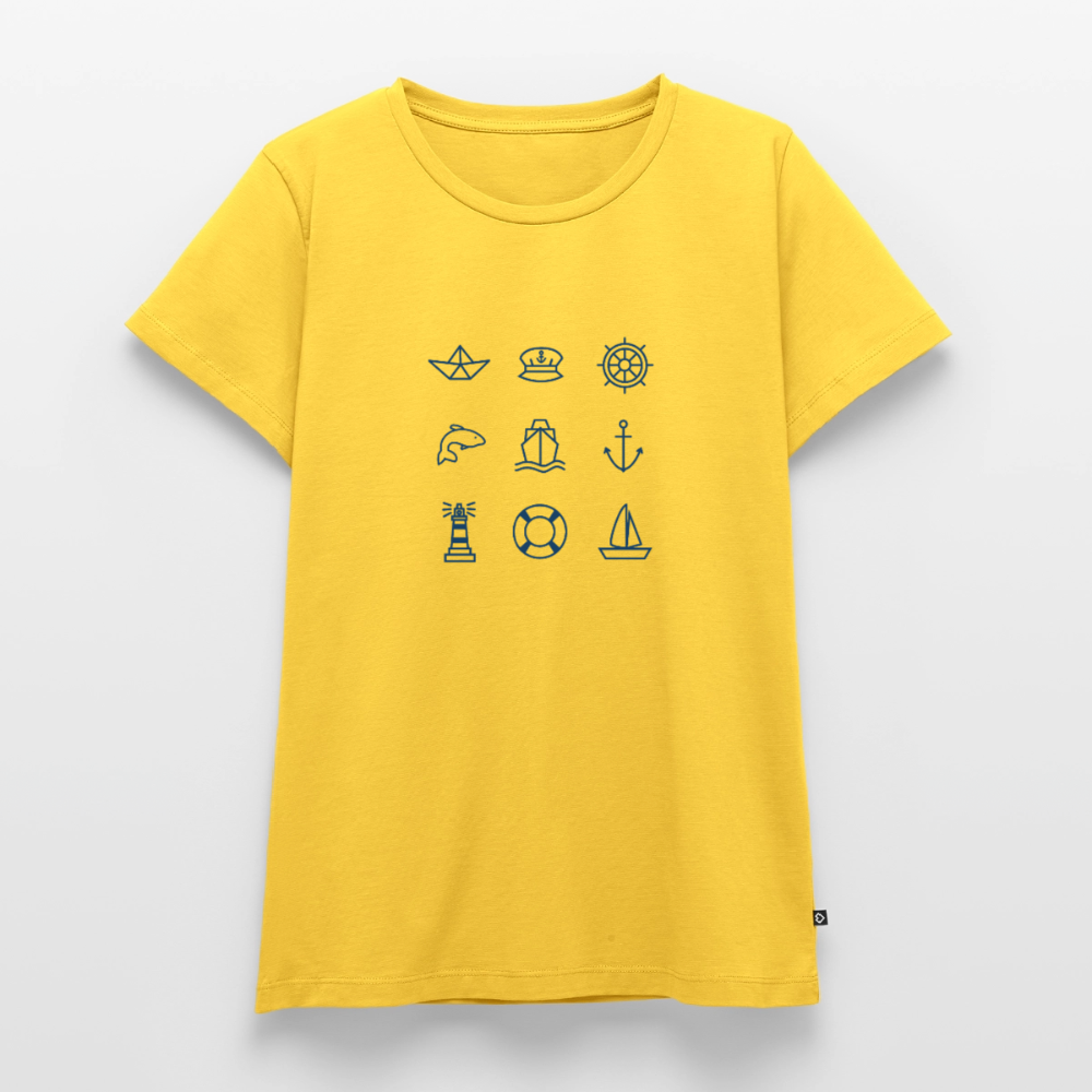 Damen Premium Bio T-Shirt - Nautik Doodles - Gelb