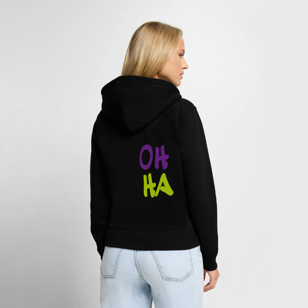 Damen Premium Kapuzenjacke - Oh ha - Schwarz