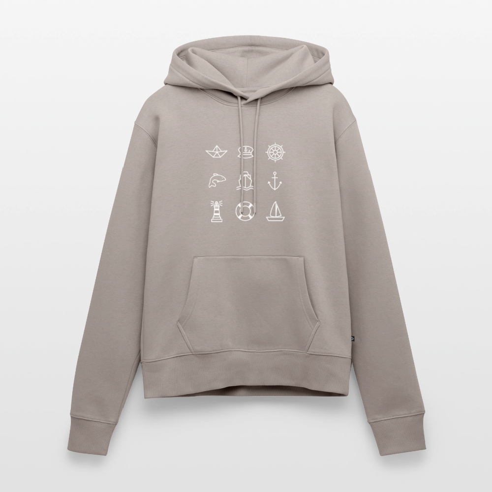 Damen Premium Hoodie - Nautik Doodles (weiss) - Taupe