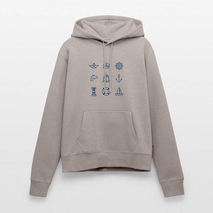 Damen Premium Hoodie - Nautik Doodles - Taupe