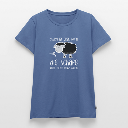 Damen Premium Bio T-Shirt - Schaf (weiss) - Taubenblau