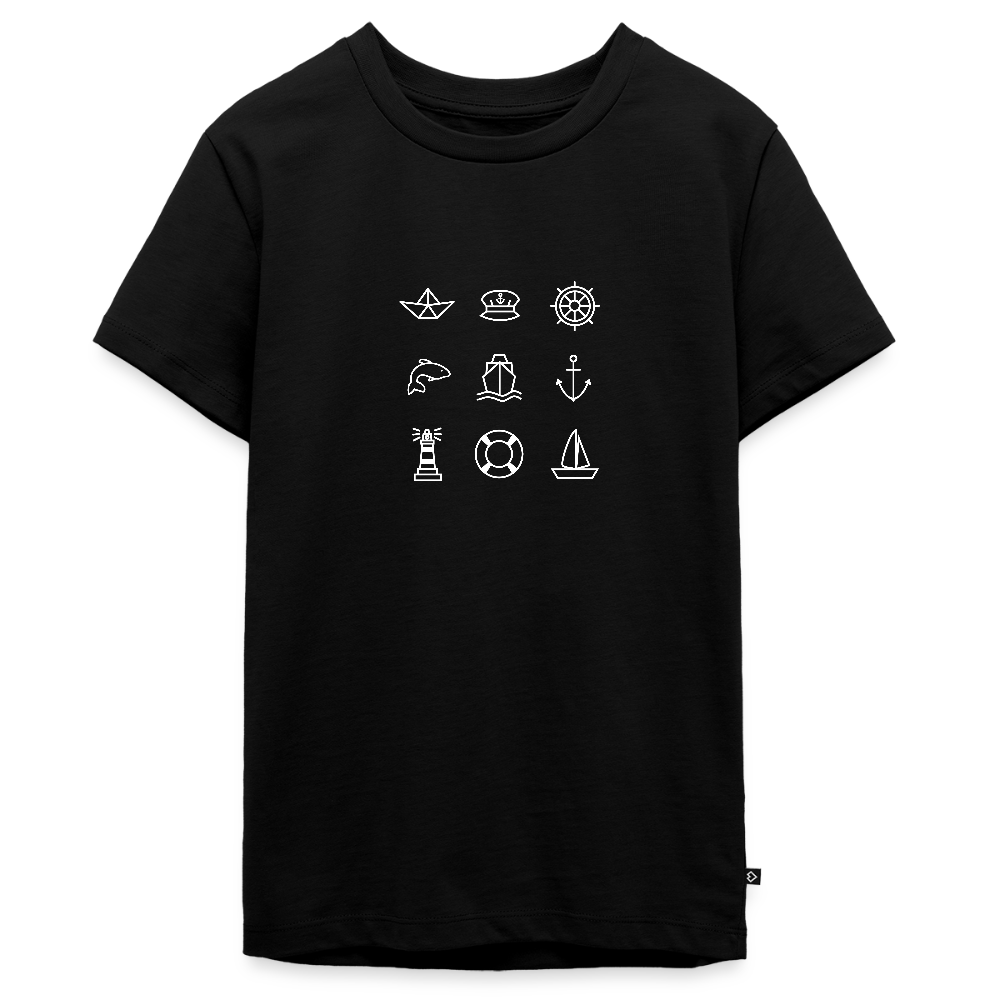 Teenager Premium T-Shirt - Nautik Doodles (weiss) - Schwarz