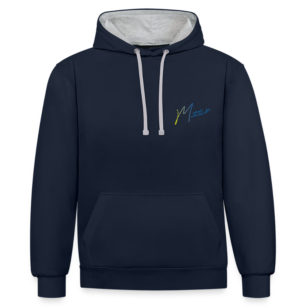 Unisex Kontrast-Hoodie - Meer - Navy/Grau meliert