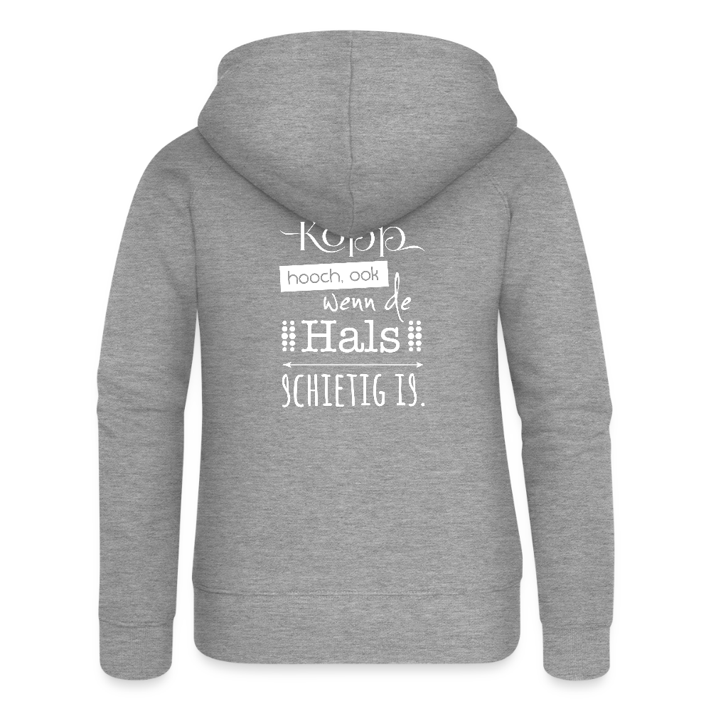 Frauen Premium Kapuzenjacke - Kopp hooch (weiss) - Grau meliert