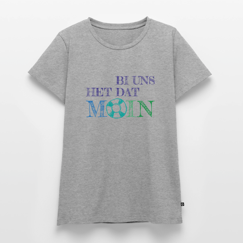 Damen Premium Bio T-Shirt - Bi uns het dat Moin - Grau meliert