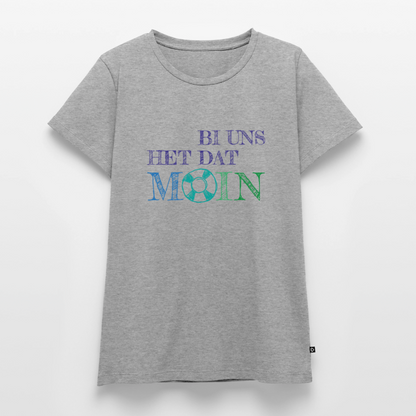 Damen Premium Bio T-Shirt - Bi uns het dat Moin - Grau meliert