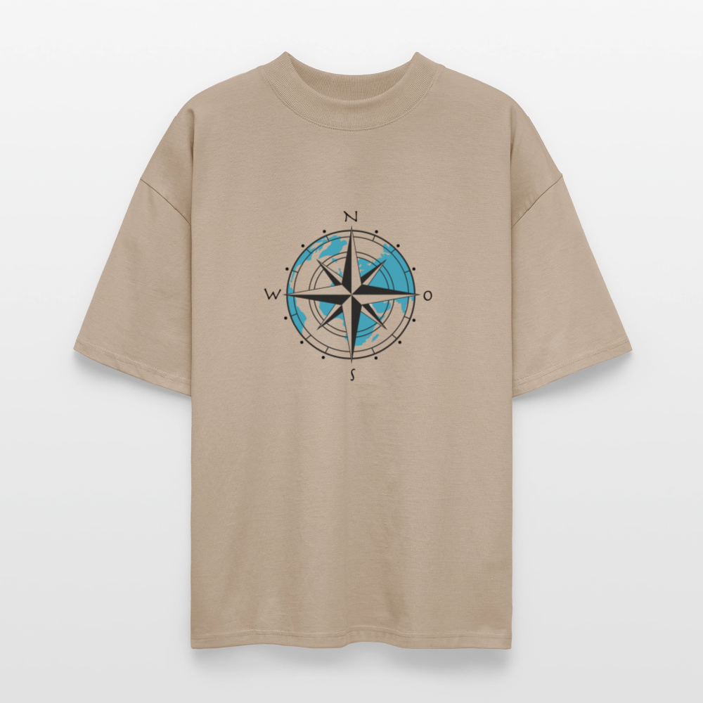 Unisex Oversize Bio-T-Shirt - Kompass - Steingrau