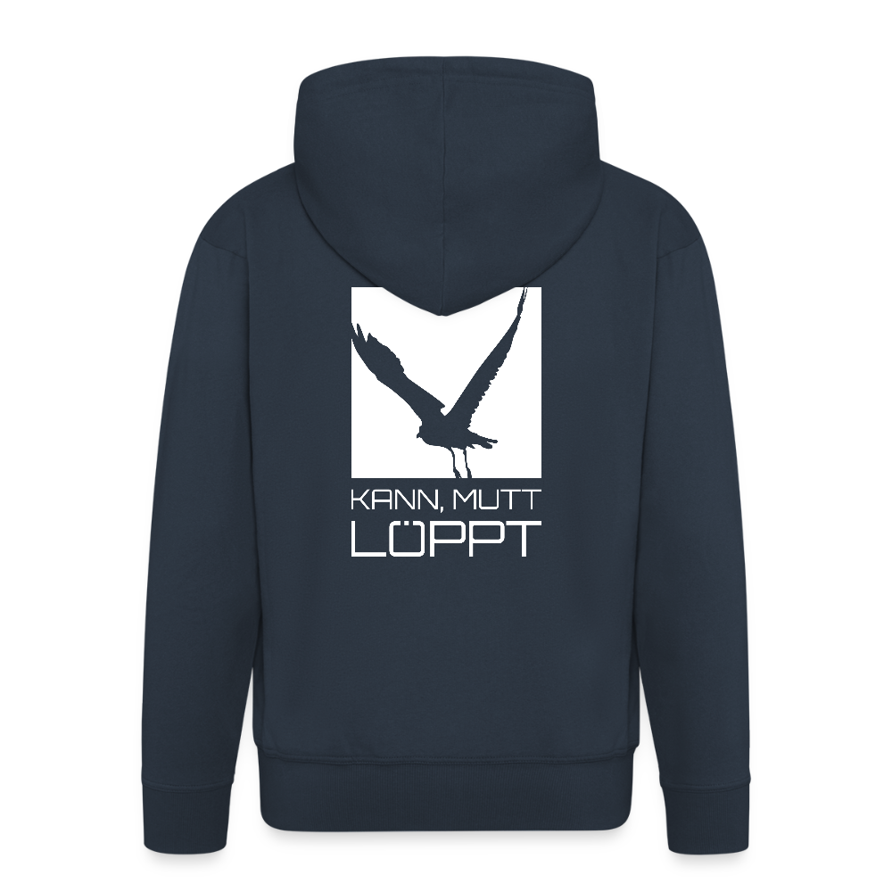 Herren Premium Kapuzenjacke - kann, mutt, löppt - Navy