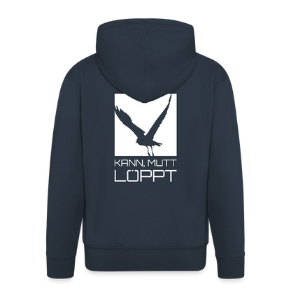 Herren Premium Kapuzenjacke - kann, mutt, löppt - Navy