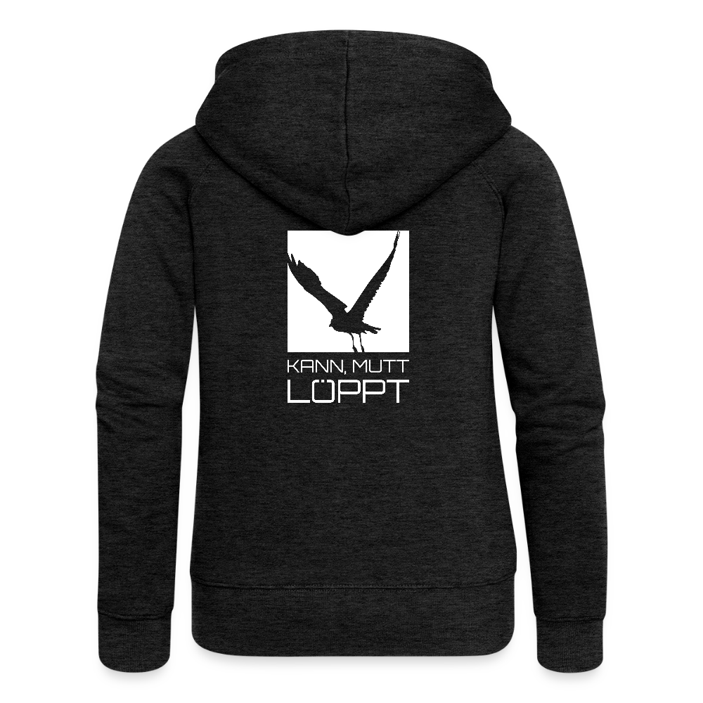 Frauen Premium Kapuzenjacke - kann, mutt, löppt - Anthrazit