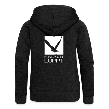 Frauen Premium Kapuzenjacke - kann, mutt, löppt - Anthrazit