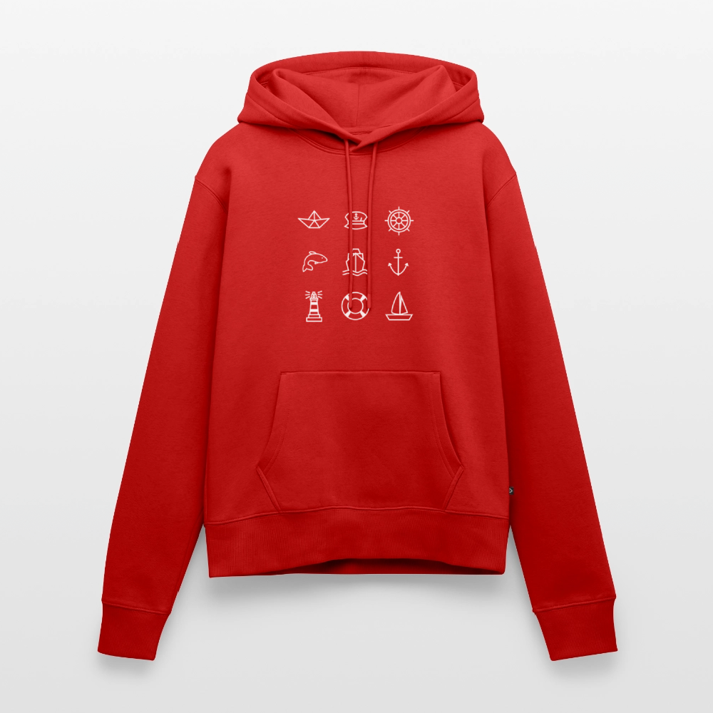Damen Premium Hoodie - Nautik Doodles (weiss) - Rot