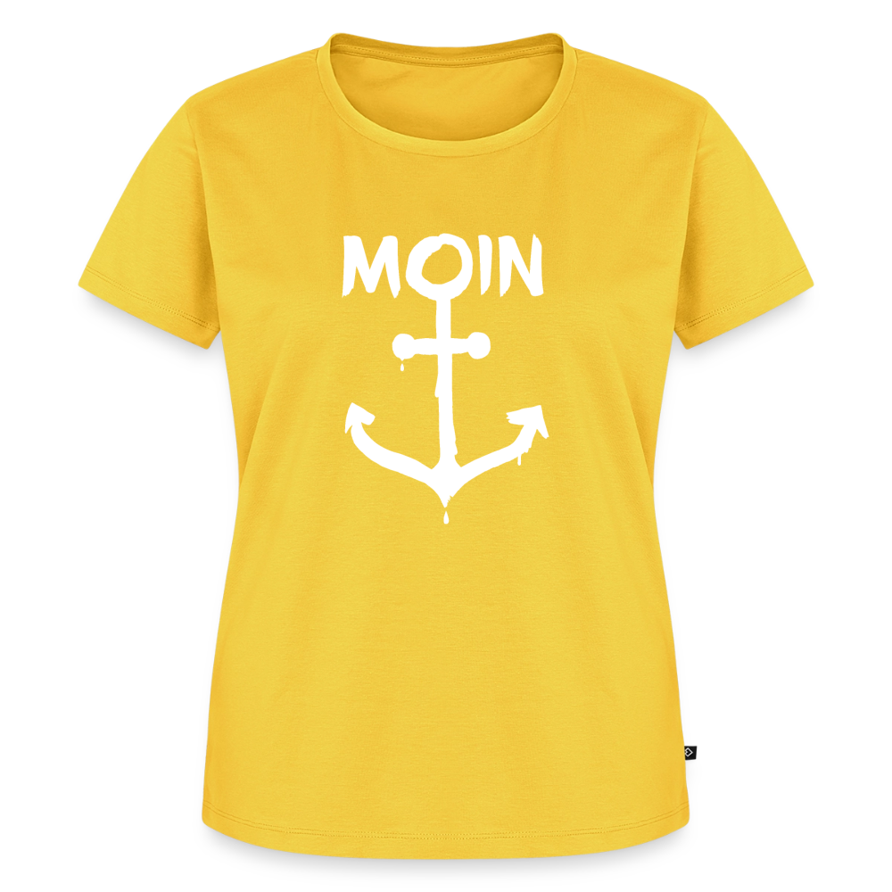 Damen Premium Bio T-Shirt - Moin Anker (weiss) - Gelb