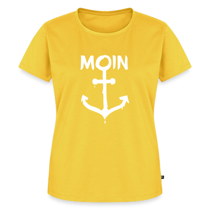 Damen Premium Bio T-Shirt - Moin Anker (weiss) - Gelb