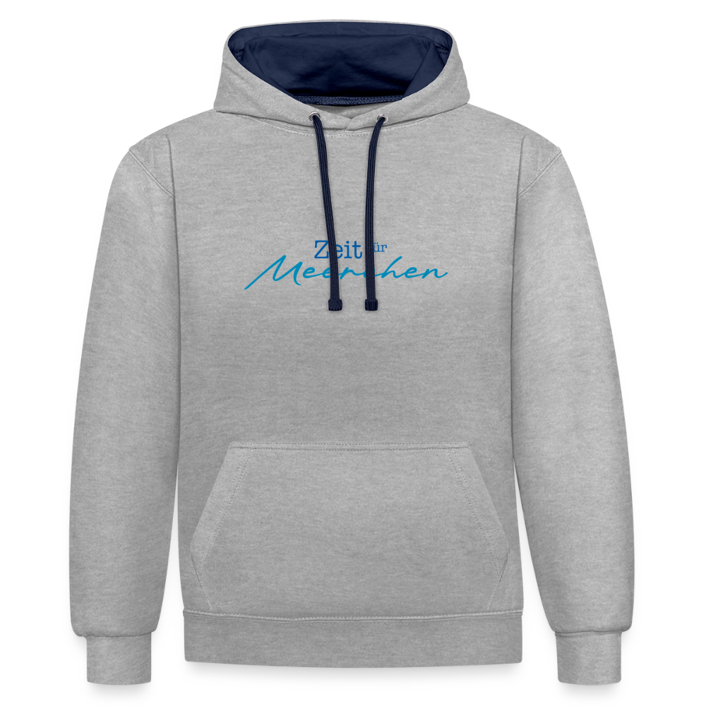 Unisex Kontrast-Hoodie - Zeit für Meerchen - Grau meliert/Navy
