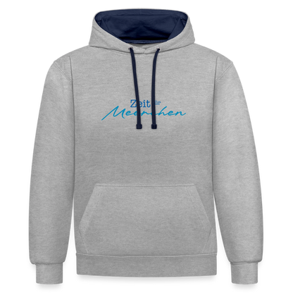 Unisex Kontrast-Hoodie - Zeit für Meerchen - Grau meliert/Navy