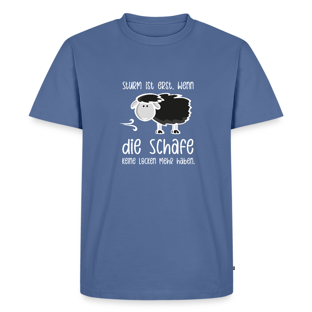 Herren Premium Bio T-Shirt - Schaf (weiss) - Taubenblau