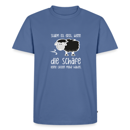 Herren Premium Bio T-Shirt - Schaf (weiss) - Taubenblau