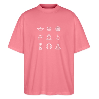 Unisex Oversize Bio-T-Shirt - Nautik Doodles (weiss) - Pink 